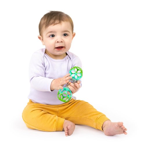 Bright Starts Oball Shaker Rattle Toy - Engaging Sensory Play for Newborns and Up