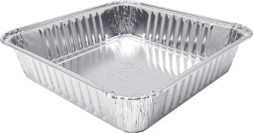 Fig & Leaf 7” x 7” Square Baking Cake Pans - 20 Pack Disposable Aluminum Foil Tins for Easy Roasting & Cooking