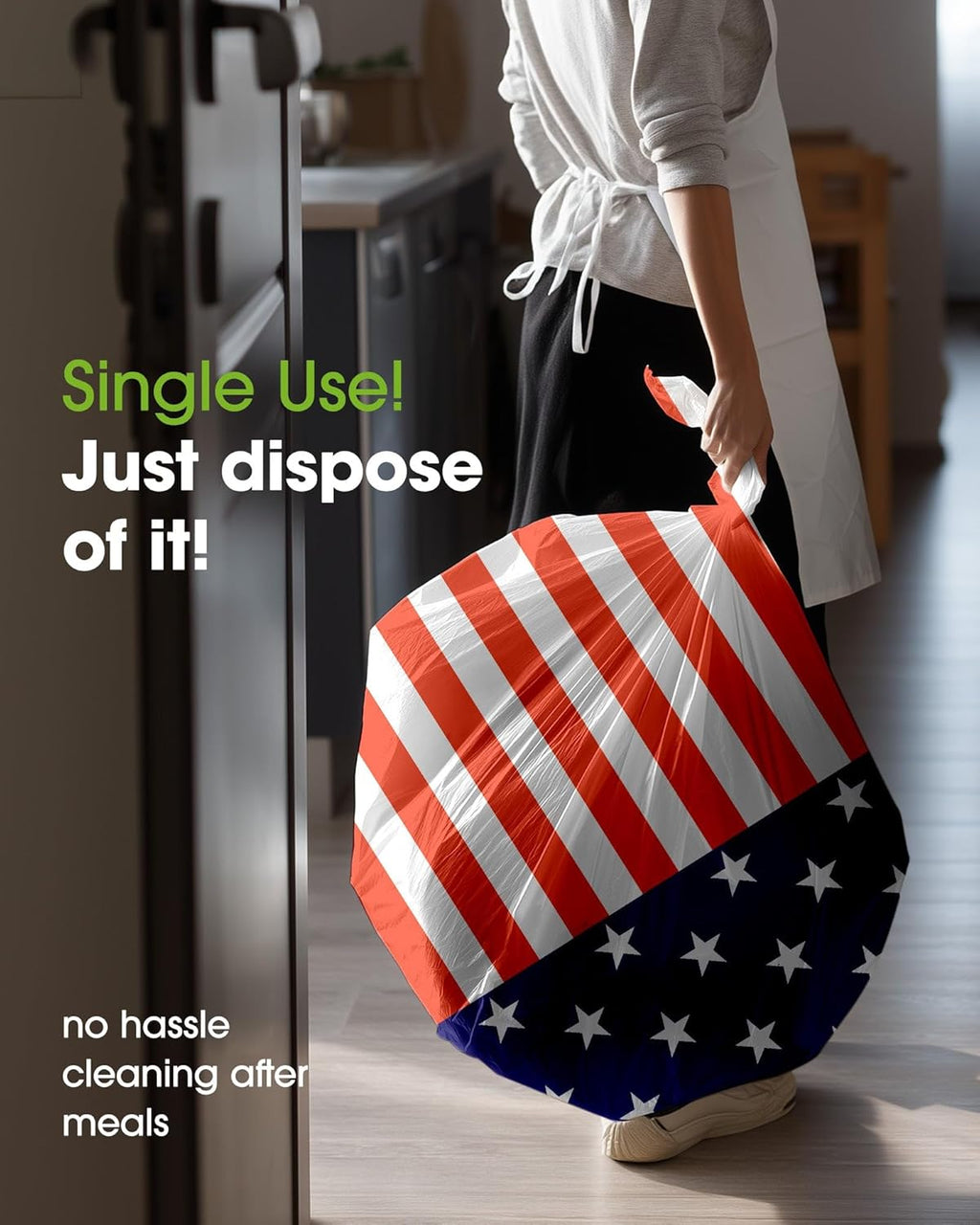 Pureegg 4th of July Tablecloth - Disposable American Flag Design | 54 x 108 Inch, 10 Pack for BBQs & Parties
