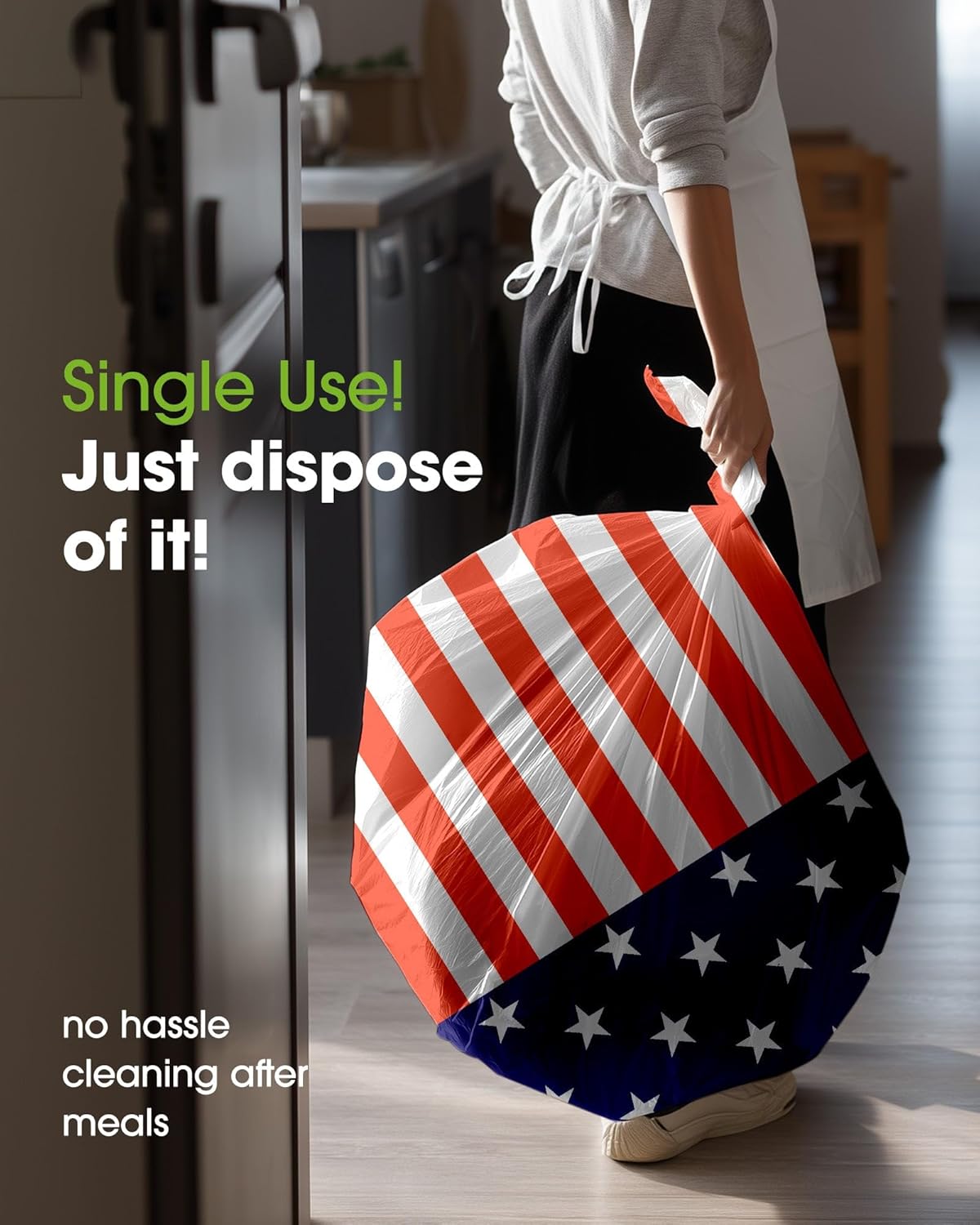 Pureegg 4th of July Tablecloth - Disposable American Flag Design | 54 x 108 Inch, 10 Pack for BBQs & Parties