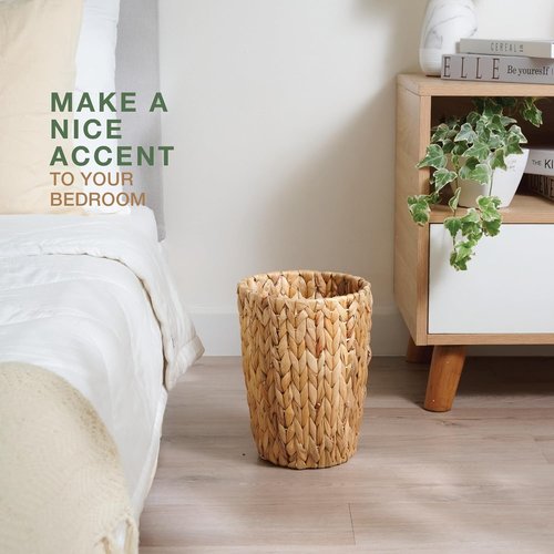 84ECO Wicker Trash Cans - Stylish Rattan Waste Baskets for Bathroom & Bedroom | Natural 2 Gallon (2-Pack)