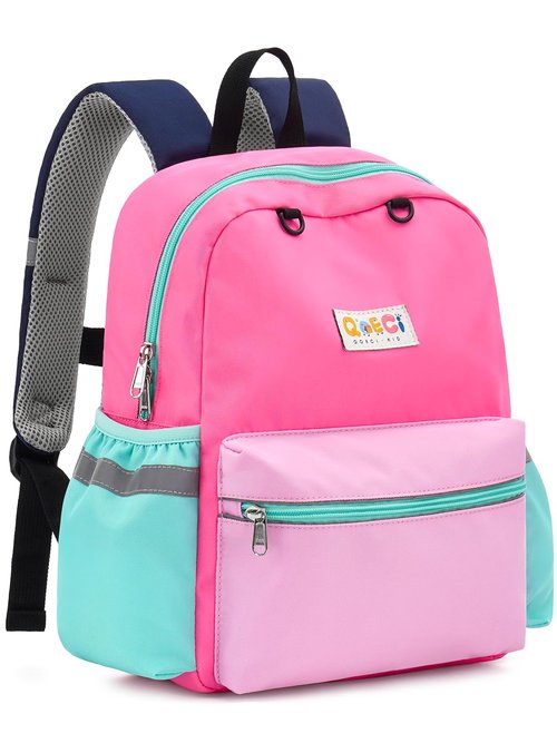QOECI Toddler Backpack for Boys Girls 2-5, Kids Preschool Backpack, 13inch Little Kids Backpack Daycare School Bookbag for Kindergarten Elementary School Travel,Light Pink
