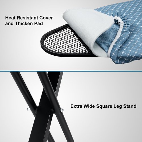 Duwee Deluxe Ironing Board - Full Size 17"x46" with Steam Iron Rest & Heat Resistant Cover