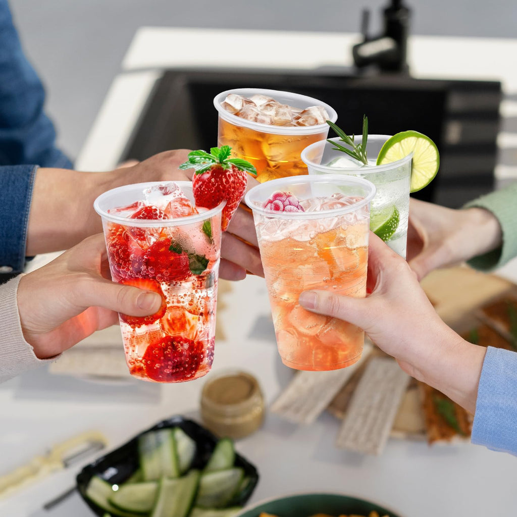 Huifany 200 Pack 9 oz Plastic Cups, Clear Plastic Cups Disposable, Clear Cup Cold/Hot Drinking Cup for Party, Wedding, Graduation, Travel, Holiday, Events, Birthday