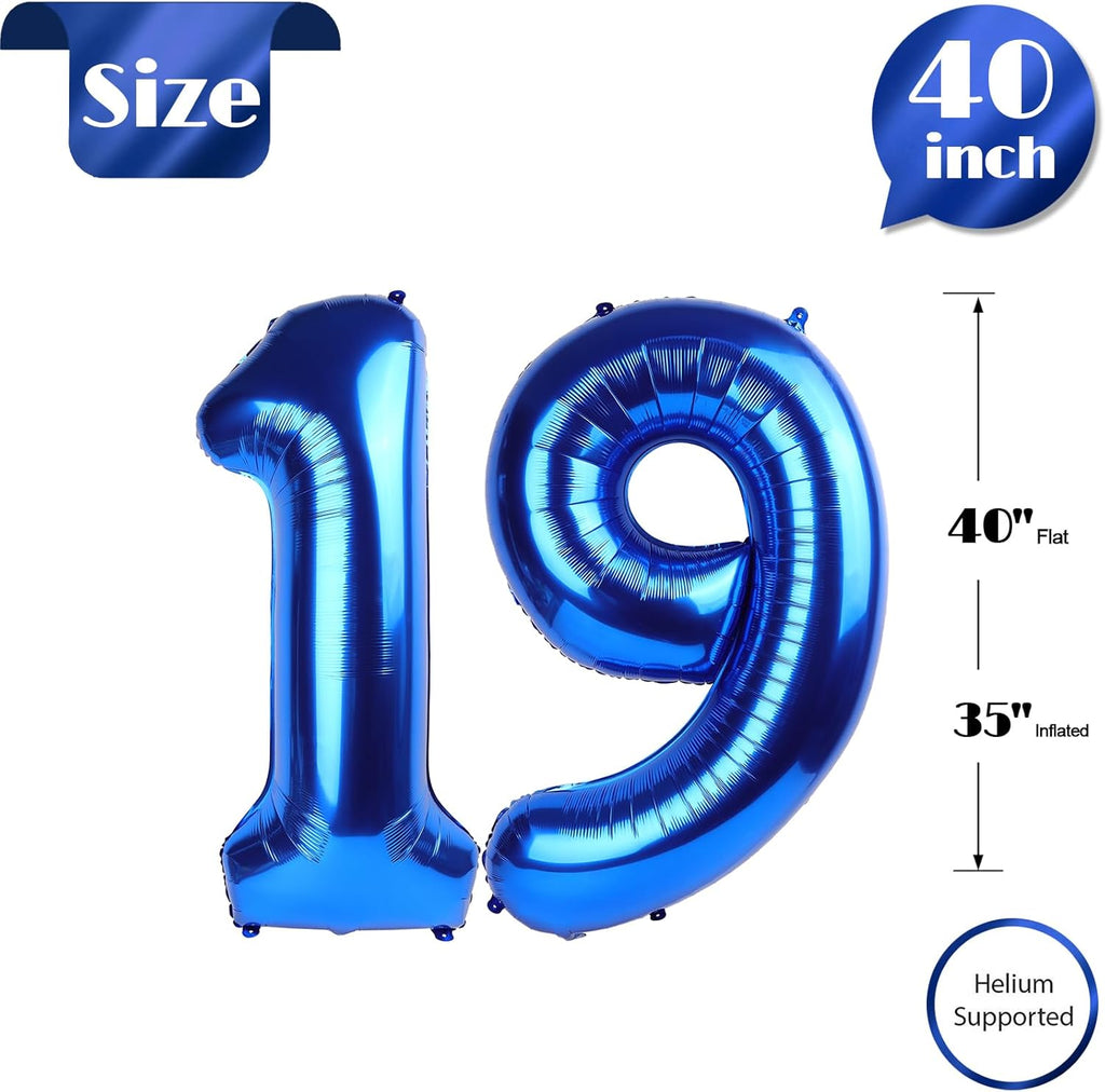 Number 19 Balloon by [Brand Name] - 40 Inch Navy Blue Birthday Decoration for 19th Party