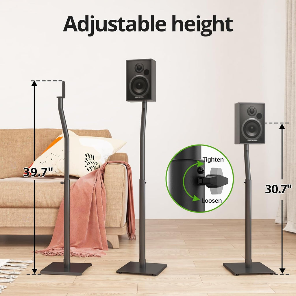 USX MOUNT Universal Speaker Stands - Height Adjustable 30" to 39" for Satellite & Bookshelf Speakers | Supports Up to 11 lbs (Pair)