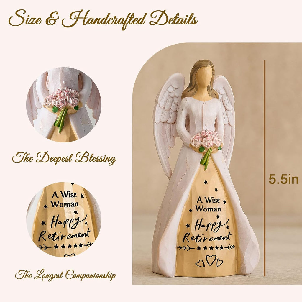 NAN ZAI NAN FANG Retirement Gifts for Women | Funny Hand-Painted Angel Figurine - 5.5" Personalized Gift for Coworkers, Teachers, Nurses & Friends