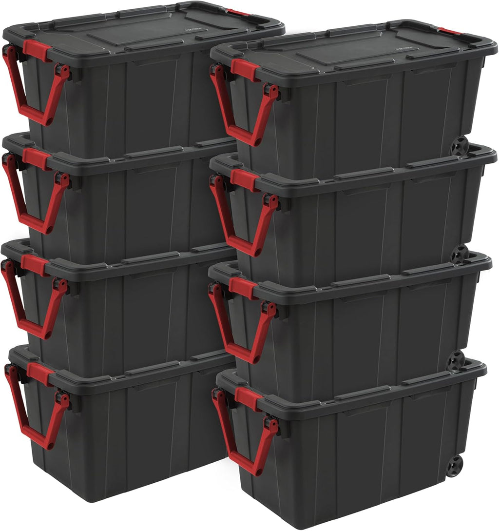 Sterilite Wheeled Tote - Durable 40 Gallon Storage Container - Black Color, Ideal for Organizing