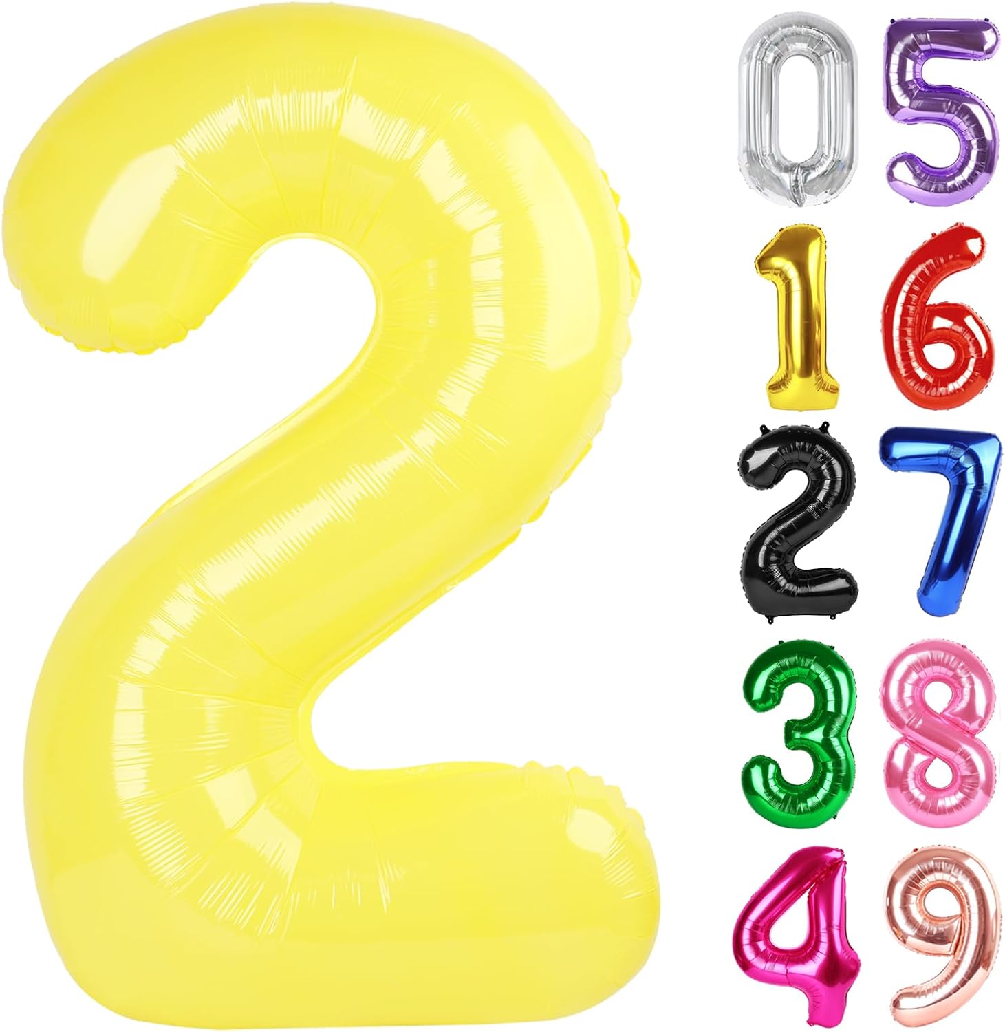 Yellow Number 2 Balloon - 40 Inch 2nd Birthday Decoration for Toddlers | Sparkling Party Decor