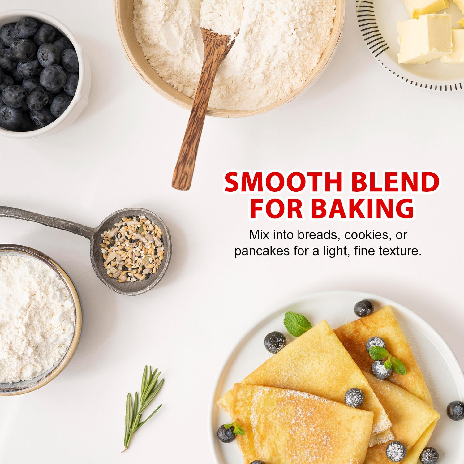Soeos Rice Flour - All-Natural Gluten-Free Baking Flour | 16 Ounce Resealable Bag for Sourdough