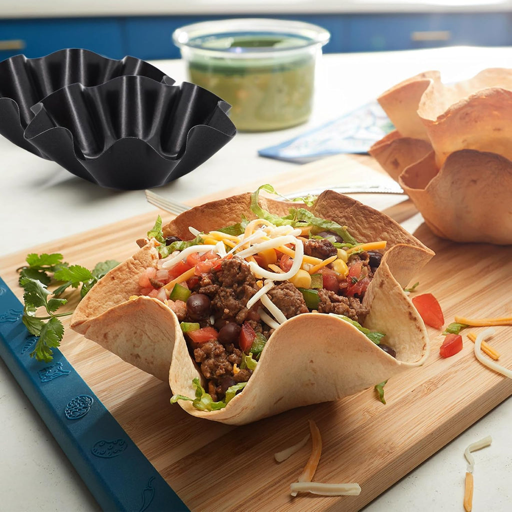 MVVM Taco Salad Bowl Maker - 6 Pcs Carbon Steel Tortilla Shell Pans for Delicious Frying & Baking