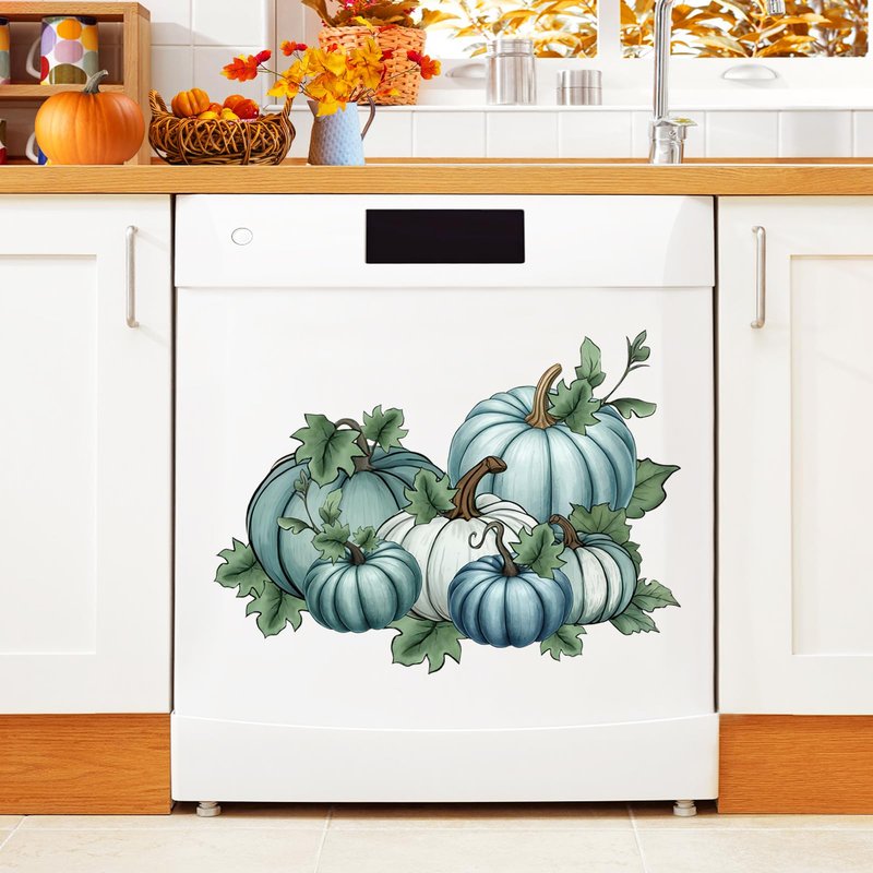 Fall Blue Pumpkin Dishwasher Magnet Cover Kitchen Dishwasher Magnetic Sheet Sticker Autumn Harvest Decorative Refrigerator Magnet for Home Appliance Halloween Thanksgiving Decor 16.5x12.2 in