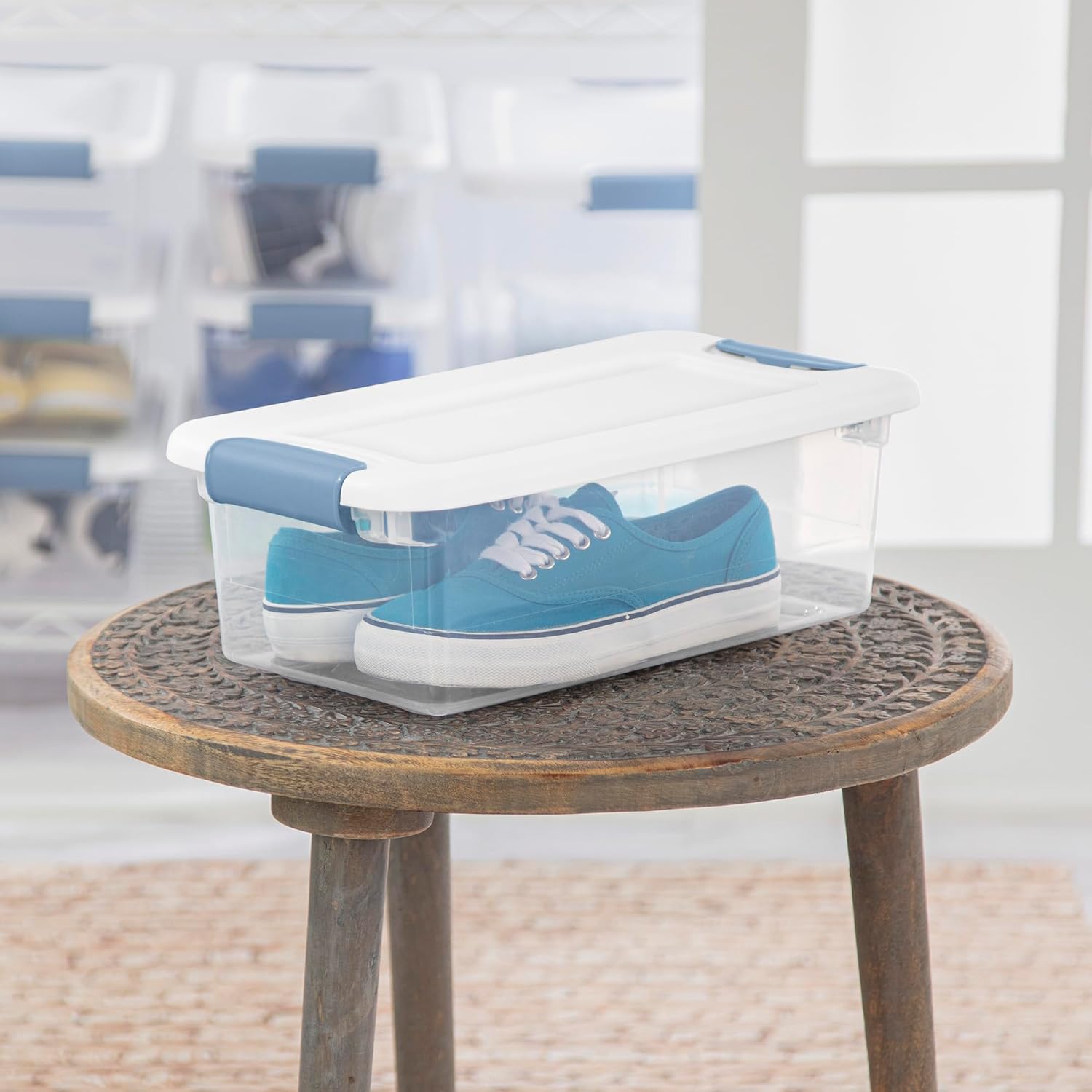 Sterilite 12-Pack Latching Storage Bins - Clear Plastic Under Bed Organizers, 6 Quart Capacity