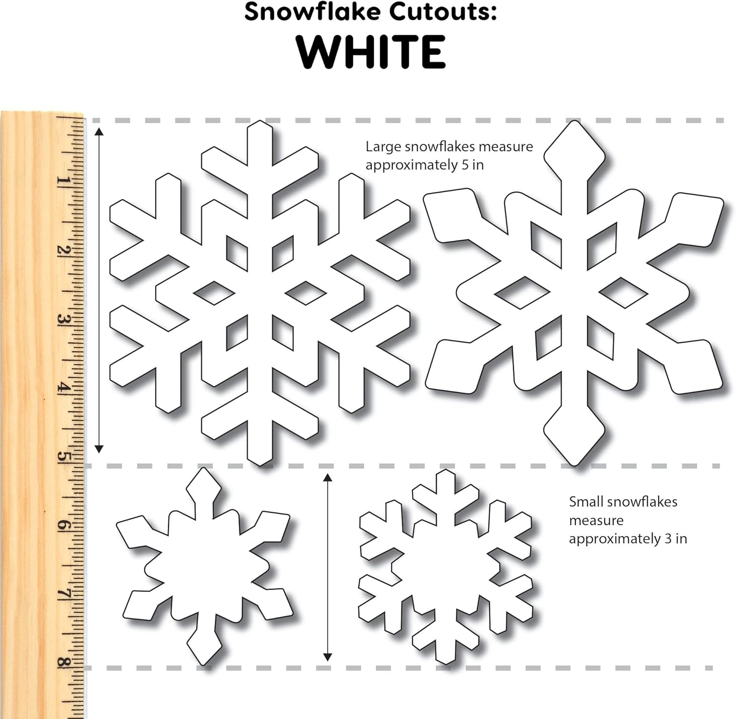 Skiennix Snowflake Paper Cutouts - 80 Pieces of 2-Sided White Card Stock for Classroom Decor | Winter Decorations