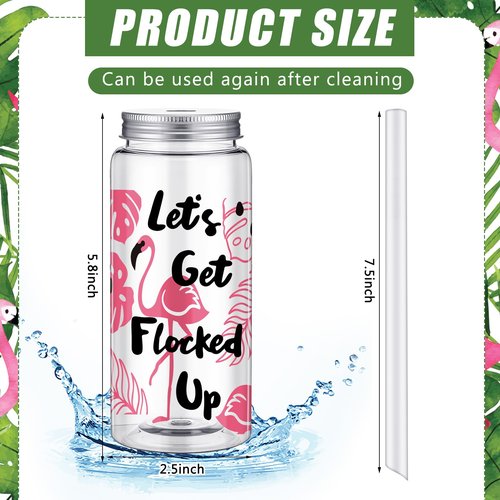 24 Pcs Flamingo Plastic Cups with Lids and Straws Flamingo Party Favors Bachelorette Cups 13.5oz Reusable Drinking Tumblers Bulk for Juice Water Coffee Tea Hawaiian Summer Beach Pool Birthday Party