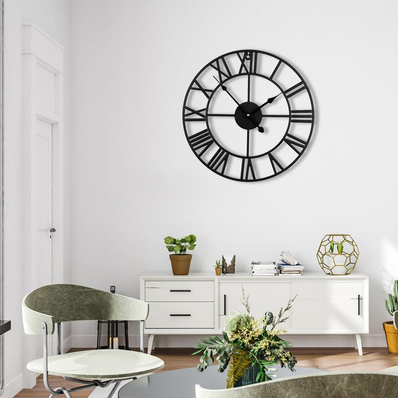 Blorple 30inch/76cm Extra Large Wall Clock for Bedroom Living Room Battery Operated Big Metal Decorative Analog Silent Giant Non Ticking Clocks Room Wall Decor (Iron Roman Numerals, 30 inches)
