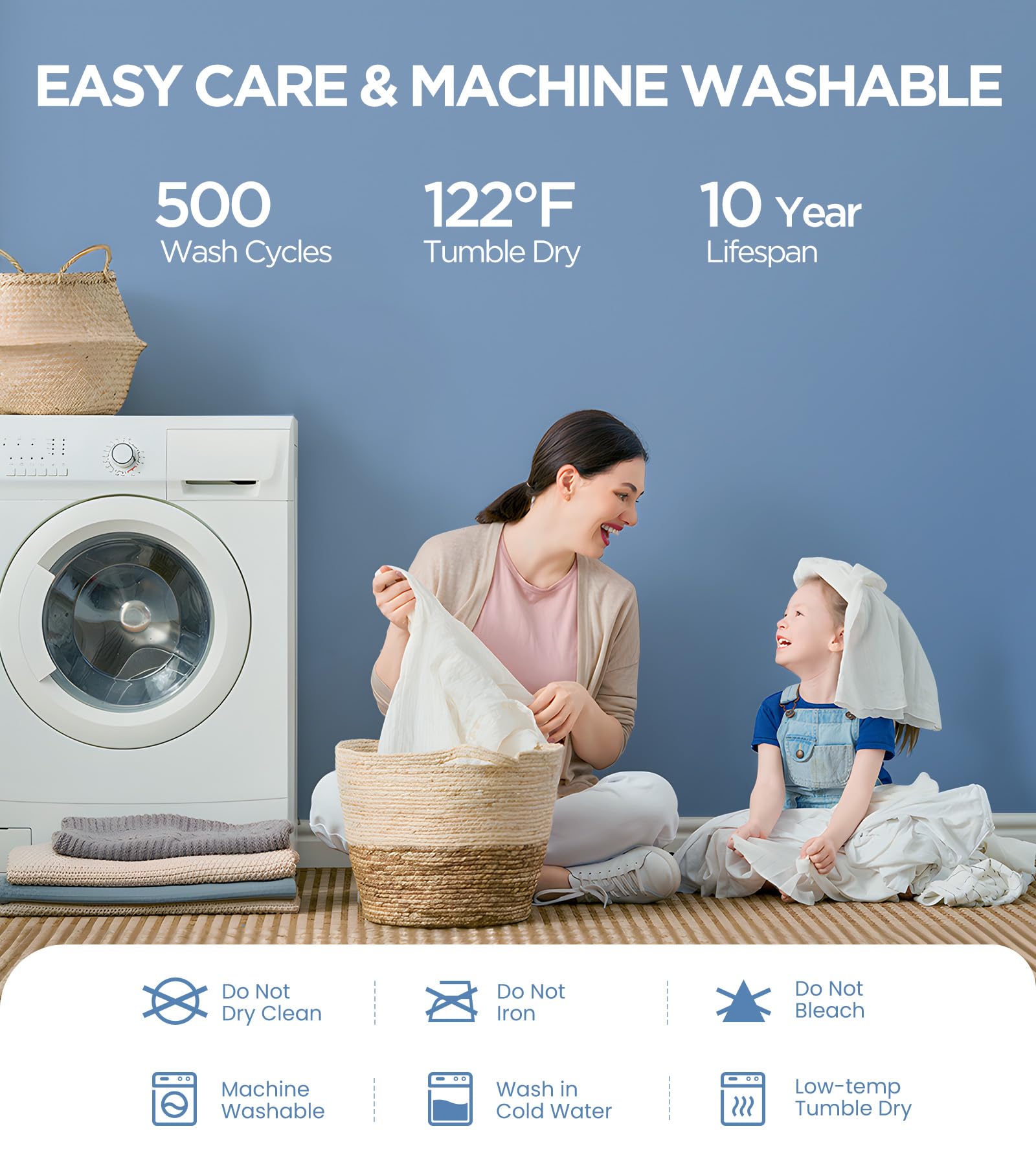 100% Waterproof Queen Mattress Protector, Hypoallergenic Viscose Made from Bamboo Mattress Cover, Breathable Cooling 3D Air Fabric Noiseless Bed Cover, Machine Washable Vinyl Free 8-16'' Deep Pocket