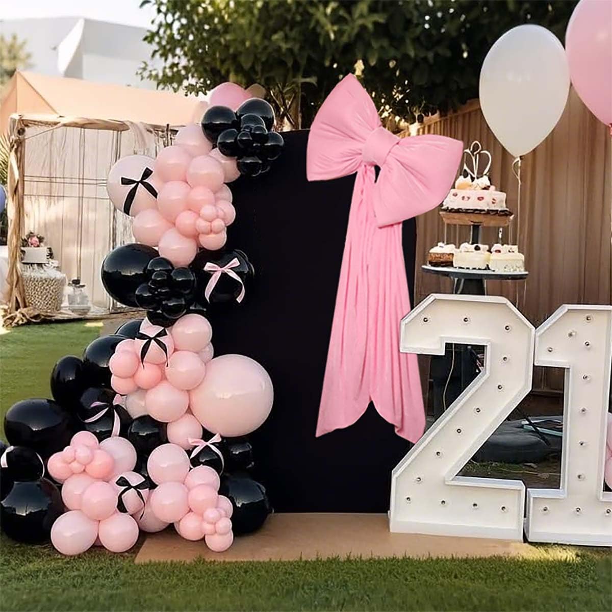Skiennix Large Coquette Bow - Giant 24x47 Inch Pink Bow for Party, Wedding, Baby Shower & Decor