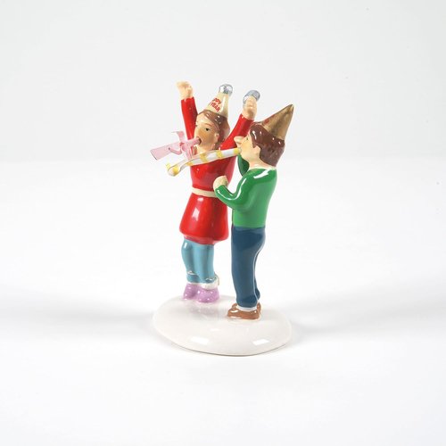 Department 56 We Made It Until Midnight Figurine - 2.83 Inch Multicolor Snow Village Accessory