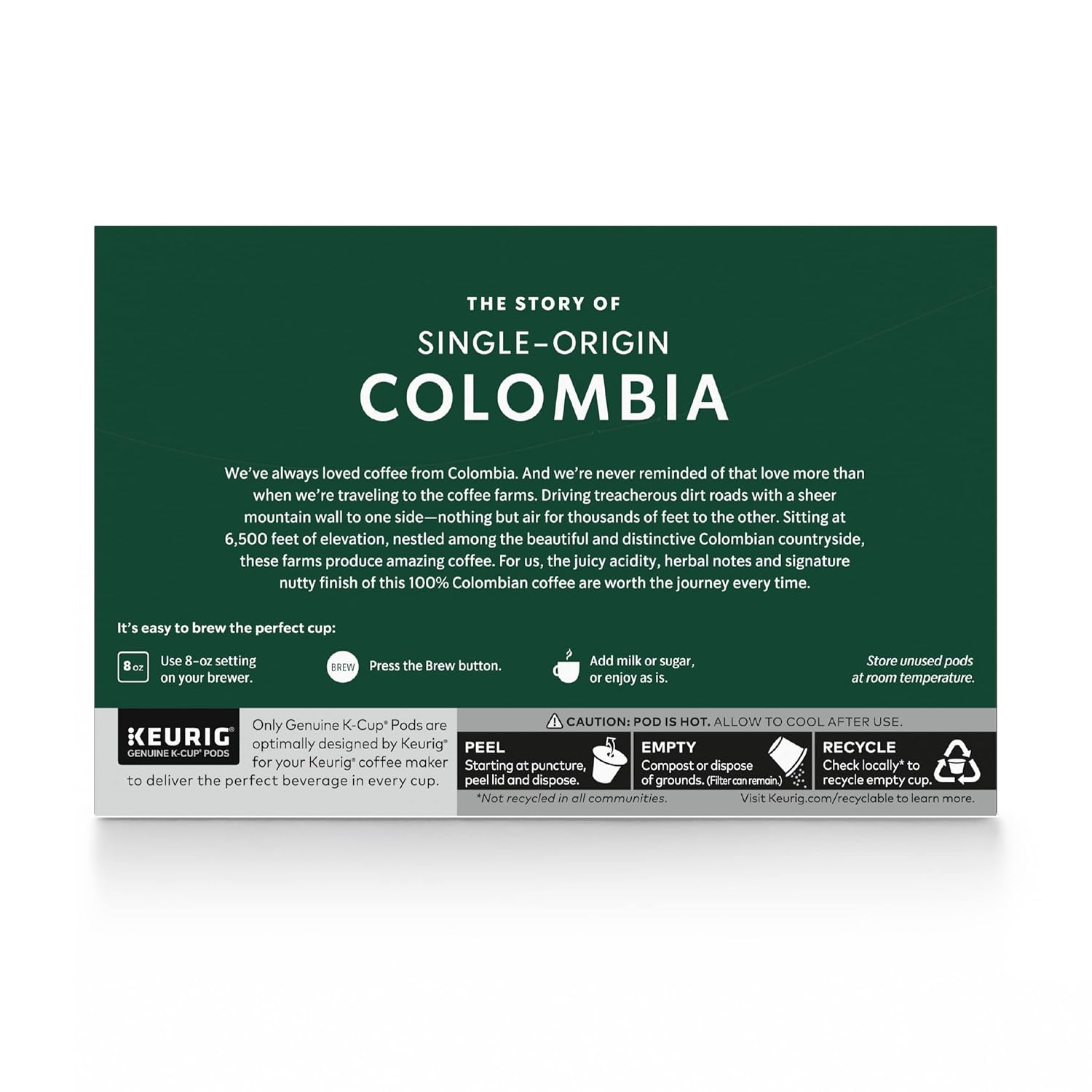 Starbucks K-Cup Coffee Pods - Medium Roast Colombian Coffee, 100% Arabica | 10 Pods Per Box