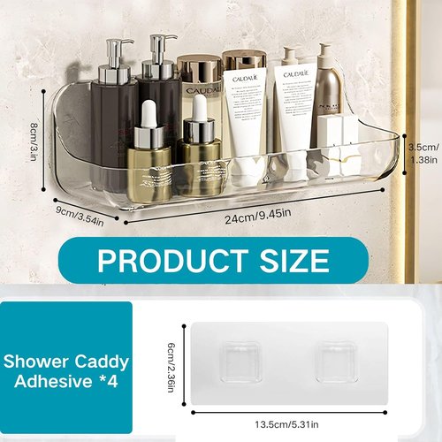 Acrylic Wall Mounted Shelf | 2 PCS Transparent Non-Drilled Bathroom Storage Solution