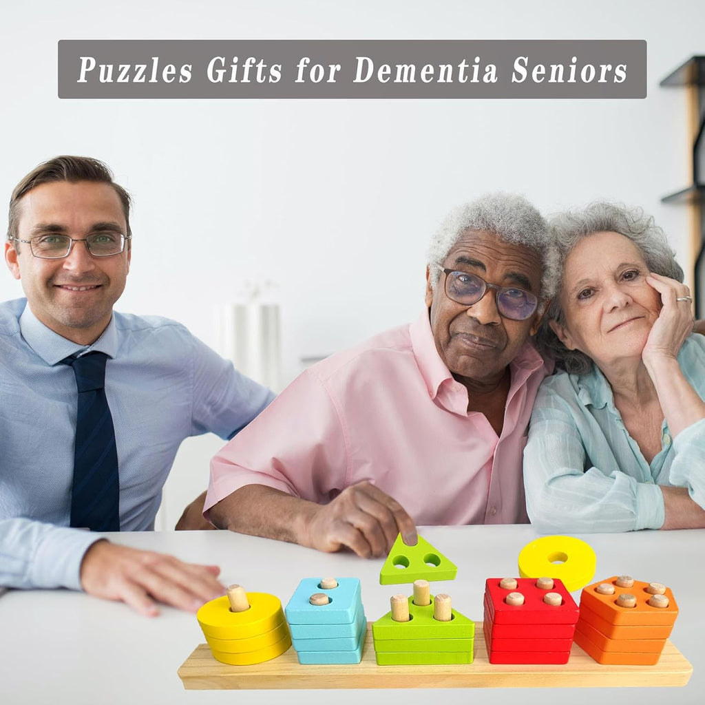 Regine Switzerland Wooden Puzzles | Cognitive Training Games for Seniors | Geometric Colors & Numbers