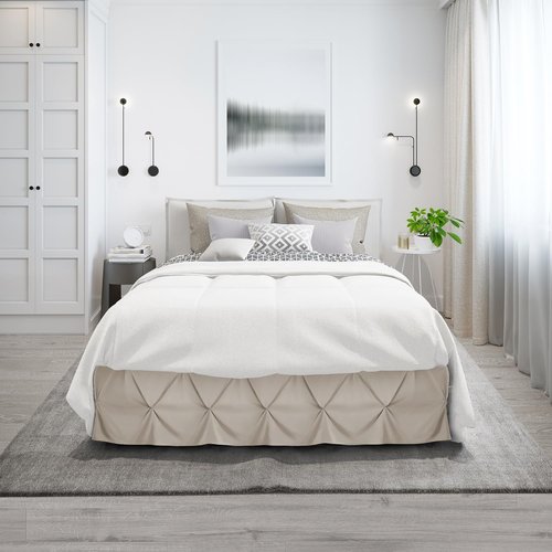 Nestl Linen Bed Skirt Queen Size, Pinch Pleat Queen Bed Skirt, 14" Inch Drop Queen Bedskirt, Hotel Quality Linen Bed Skirts, Premium Microfiber Bedskirt for Queen Bed, Linen Queen Bed Skirt