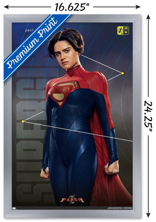 Trends International DC Comics Movie The Flash - Supergirl Triptych Wall Poster, 22.4L x 14.7W, Silver Framed Version