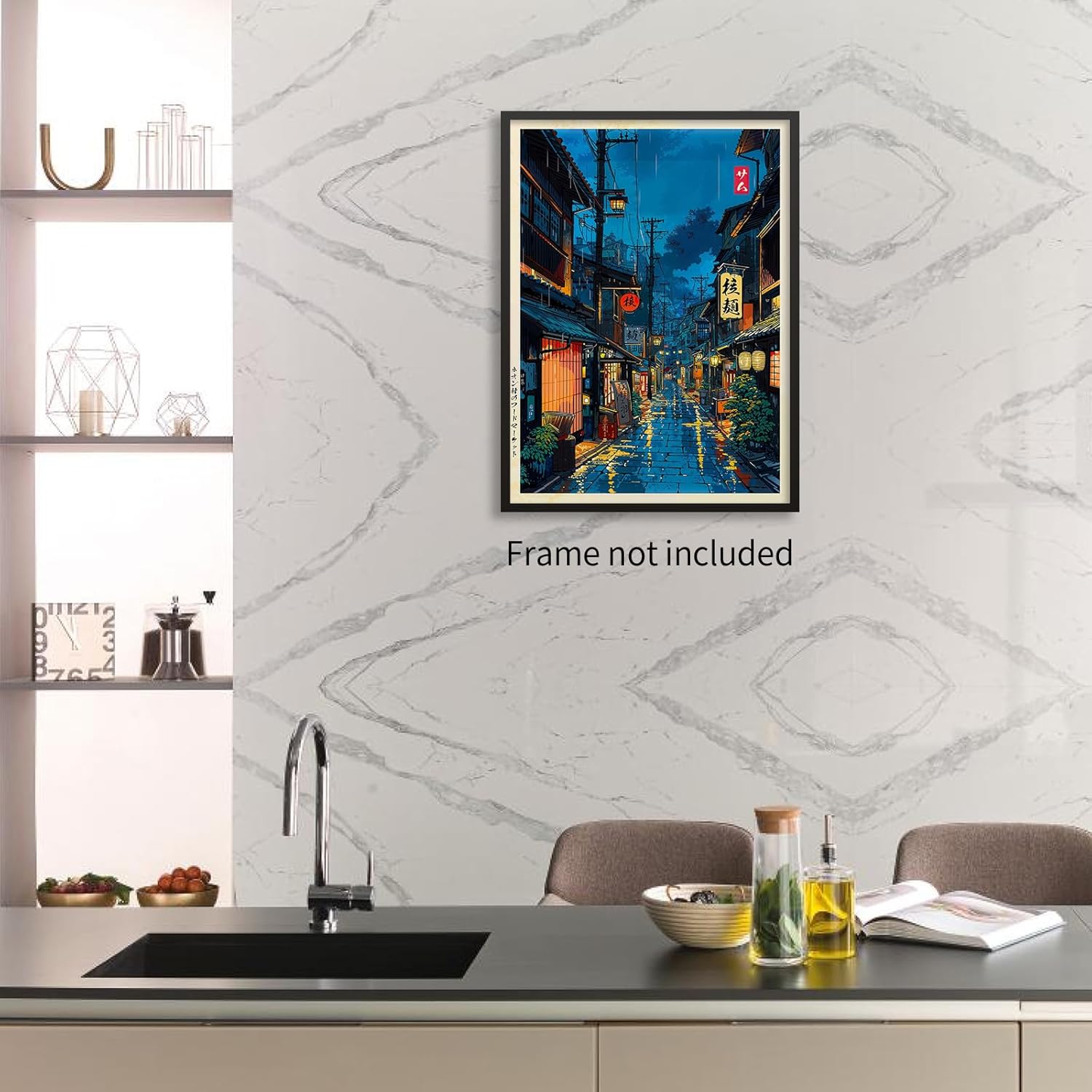 Podafu Wall Art Poster - Japanese Tokyo Tea House Canvas Print | 12x16in Unframed Bedroom Decor