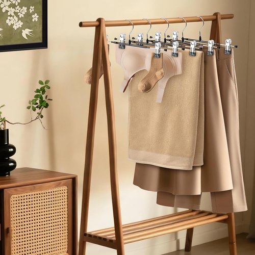 HUADYMEET 30 Pack 12-Inch Metal Pants Hangers with Clips - Heavy-Duty Non-Slip Trouser Hangers for Jeans & Skirts | Black