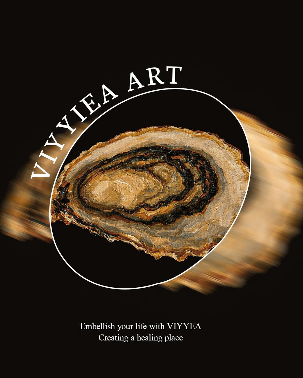 VIYYIEA Vintage Gold Framed Wall Art - Oyster Canvas Print for Living Room | Perfect Gift (24L x 16W)