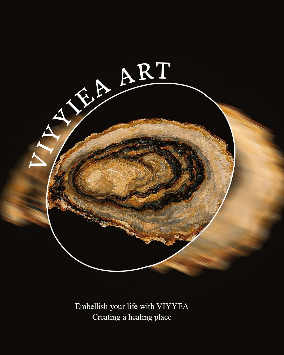 VIYYIEA Vintage Gold Framed Wall Art - Oyster Canvas Print for Living Room | Perfect Gift (24L x 16W)