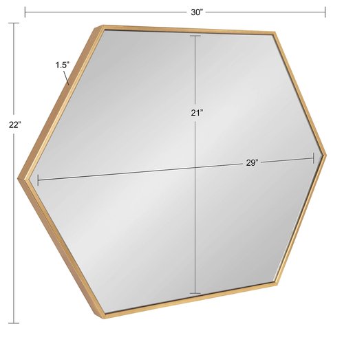 Kate and Laurel Rhodes Modern Hexagon Wall Mirror, 31" x 22", Gold, Chic Geometric Wall Mirror