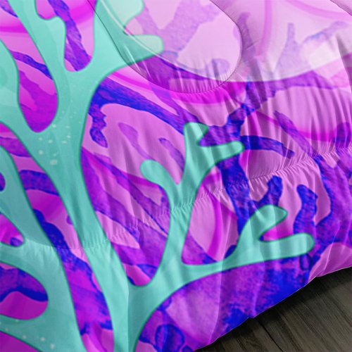 AILONEN Cute Mermaid Comforter Set for Kids Girls Twin Size, Little Black Girl Mermaid Bedding Set,Ocean Theme Bed in a Bag,Purple Blue Fish Scale Duvet Set,1 Quilt 2 Pillowcases,3 PCS