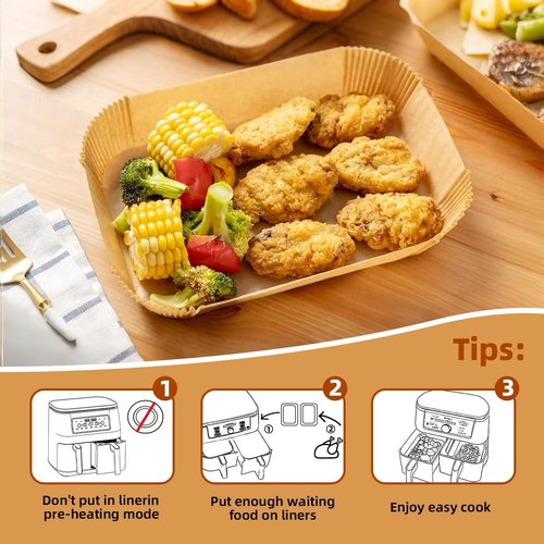 HONYAO Air Fryer Paper Liners - Disposable Baking Inserts for Ninja Foodi DZ201/401 | 8.1x5.5 Inch, BPA Free
