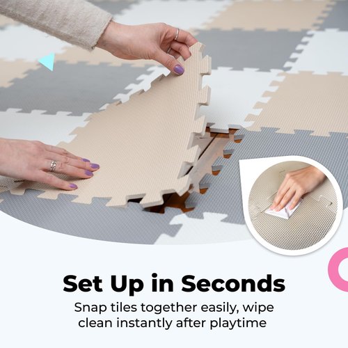 MioTetto Baby Play Mat - Soft & Safe Foam Floor Tiles for Crawling | Portable & Stylish Design