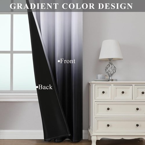 Estelar Textiler Blackout Curtains - Ombre Design, Thermal Insulated, 84 Inch Long, 2 Panels, 52x84 Inch