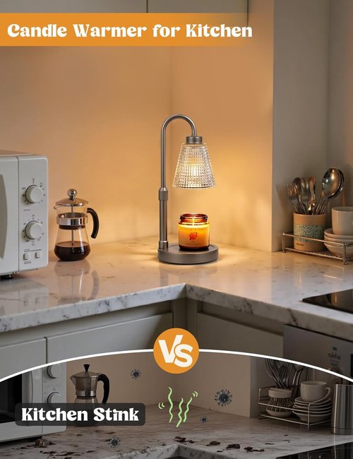 Innqoo Candle Warmer Lamp - Gray Dimmable Design with Timer & Adjustable Height | Perfect Gift for Women & Home Decor