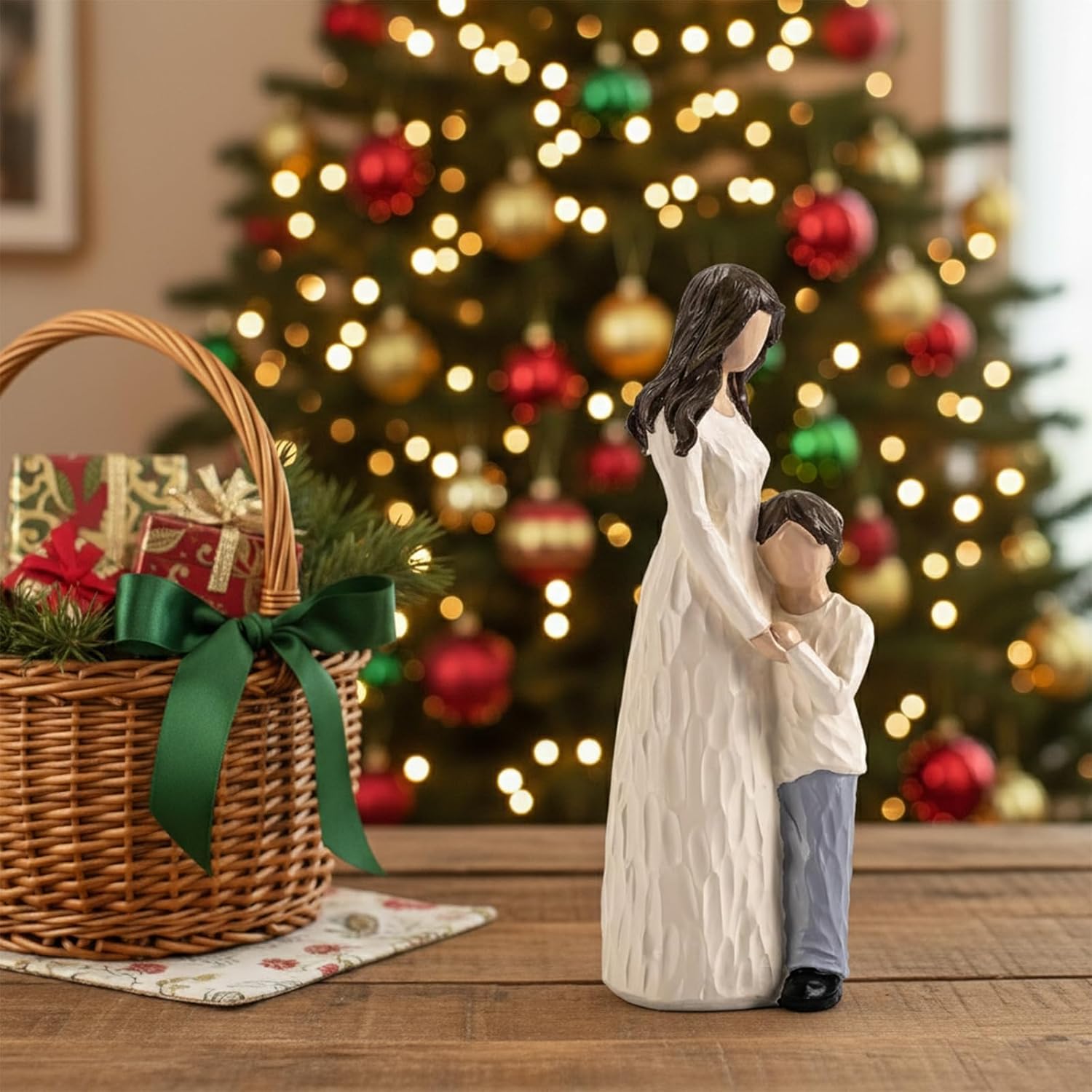 Regine Switzerland Mother and Son Figurines - Hand-Painted Family Sculpture Gift | 9.5" H for Birthdays, Christmas, Mother's Day