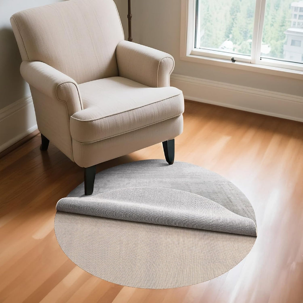 Veken Round Rug Pad Gripper - Non-Slip Circle Mat for Hardwood & Tile Floors | 2x2 Ft Size
