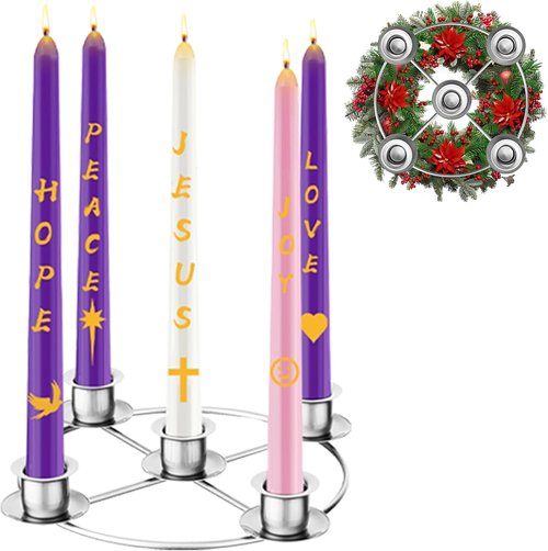 Advent Wreath Candle Holder - Elegant Silver Design for Tapered Candles | Perfect Christmas Decoration