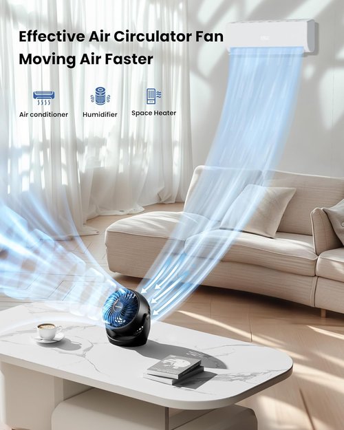 Gaiatop Desk Fan - 5-Inch Portable Electric Air Circulator | 3-Speed 360° Adjustable Tilt - Black
