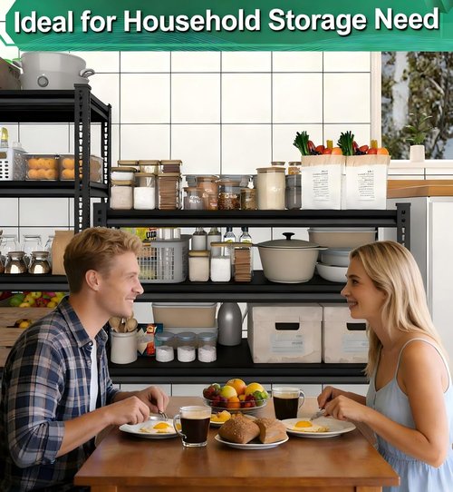 Metal Storage Garage Shelving - Heavy Duty Steel Utility Rack | 3-Tier Adjustable, 1,200 Lbs Capacity, Black 40" W x 16" D x 36" H
