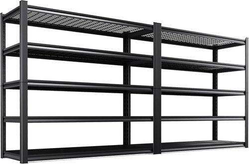 **Regine Switzerland Heavy Duty Garage Shelving | Set of 2 Adjustable 5-Tier Metal Storage Units - 72"x59"x20"**