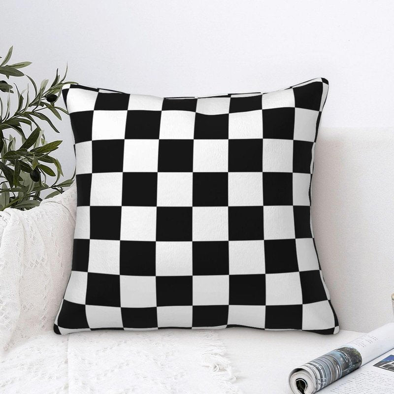 Qwalnely 2 Sets Checkered Decorative Throw Pillow Covers, 20x20 Inch for Living Room Couch Bed Sofa, Black and White Plaid Home Decor, Soft Cushion Case
