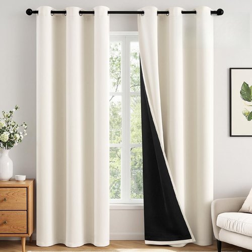 MIULEE 100% Blackout Curtains - Thermal Insulated, Noise Reducing, 96 Inch Long, 2 Panels