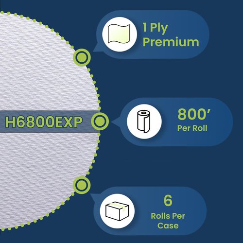Marcal® Premium Hardwound Towels - 7.875” x 800’ Roll Towels, 6 Rolls/Case, Fits Universal Dispensers