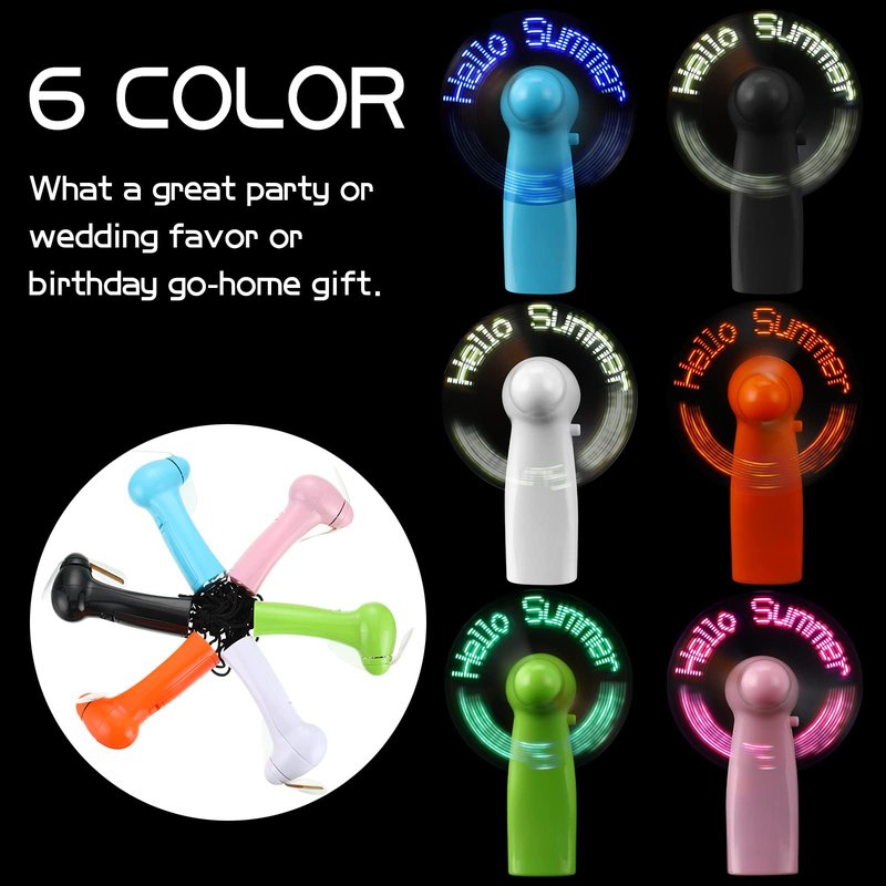 Kittmip 24 Pcs Portable Handheld Mini Battery Powerful Fan Hello Summer LED Small Personal Fan Party Favor Summer Gift for Travel Office Outdoor