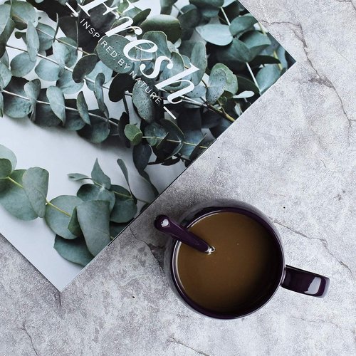 Bosmarlin Ceramic Coffee Mug with Spoon, Purple Tea Cup for Office and Home, Dishwasher and Microwave Safe, 14 oz, 1 Pack (Purple(Glossy))