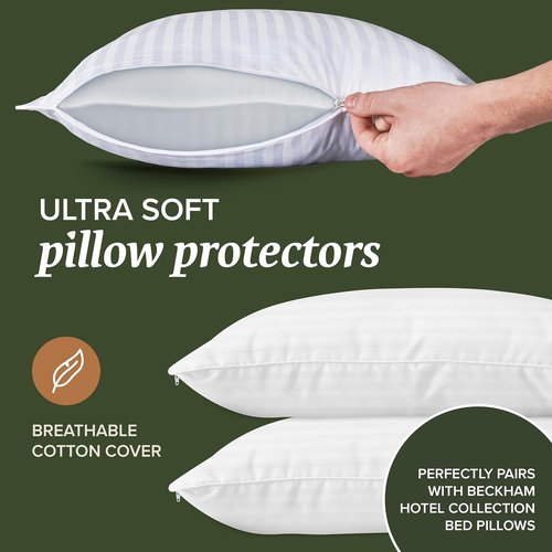 Beckham Hotel Collection Queen Size Pillows - Soft Comfort with Protective Covers | Set of 2